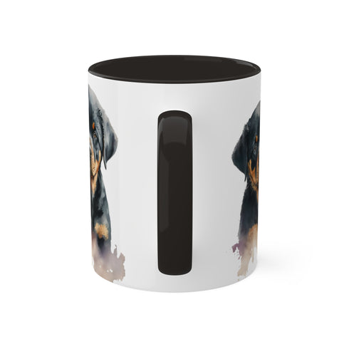 Rottweiler Pupies - Color Accent Mugs, 11oz